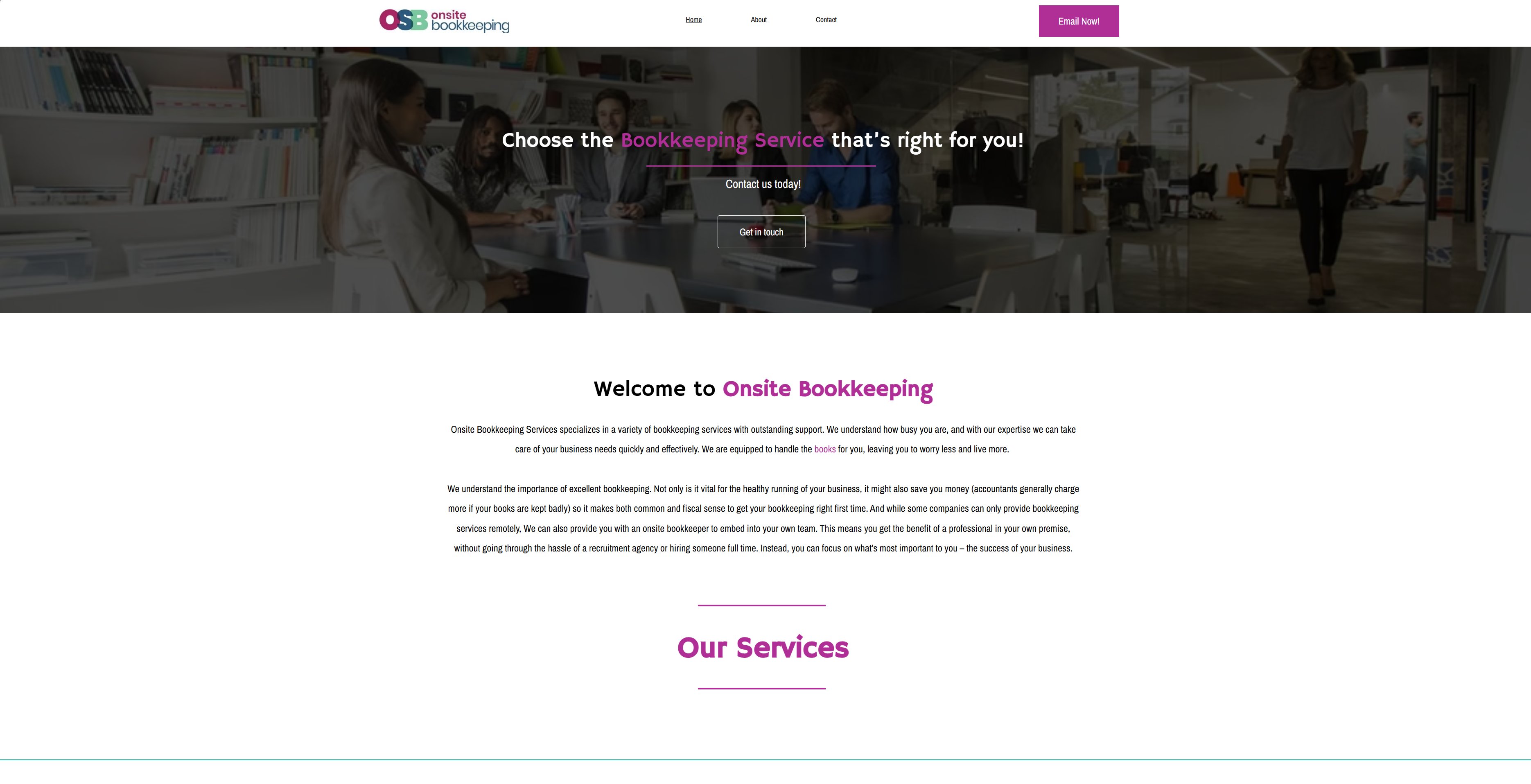 Onsite Bookkeeping Services website